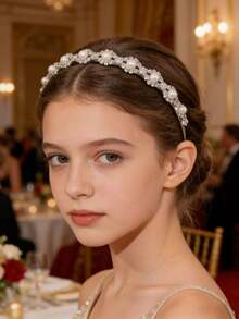 1pc Rhinestone & Pearl Headband, Elegant Hair Accessory For Girls, Suitable For Wedding, Party, Princess Dress Up - Multicolor - View 1