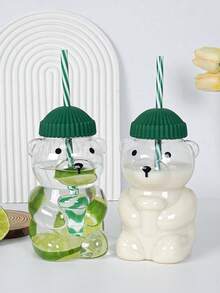 1 bình nước hình gấu dễ thương, dung tích khoảng 500ml/23oz, có thể đựng cà phê, nước ngọt, nước cam, cola, v.v., thời trang và tiện dụng, phù hợp cho nhiều dịp, là một lựa chọn quà tặng tuyệt vời. - Nhiều màu - Xem 7