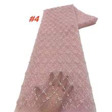 Vải ren lưới đính hạt cao cấp châu Phi năm 2026, ren voan Pháp, vải sequin sang trọng Nigeria dùng để may váy dự tiệc cho nữ. - A - Xem 6