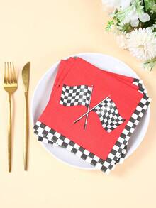 16pcs Racing Car Themed Disposable Paper Napkins, Racing Flag Design, Suitable For Racing Car Themed Birthday Party, Wedding Party Decoration, Baby Shower Party, Home Decor, Tabletop Decor, Party Supplies, Boy Birthday Party Supplies - Racing Theme - View 8