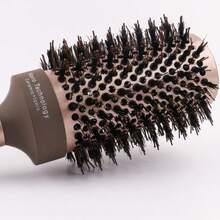 A Stylance Salon-Specific Nano-Technology Negative Ion Ceramic Spray Paint Aluminum Tube Nylon Needle And Boar Bristle Pointed Handle Rolling Comb - Mocha Brown - View 4