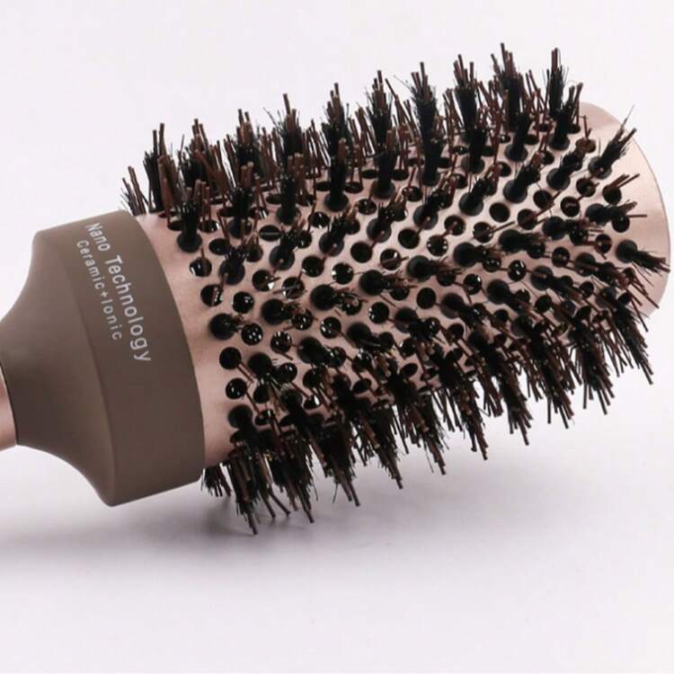 A Stylance Salon-Specific Nano-Technology Negative Ion Ceramic Spray Paint Aluminum Tube Nylon Needle And Boar Bristle Pointed Handle Rolling Comb - Mocha Brown - View 4
