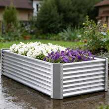 Tegarbed Galvanized Raised Garden Bed Kit Outdoor Patio,8x4x2ft Large Rectangular Metal Planter Boxes,Deep Root Box Planter For Gardening, Vegetables, Flowers, Herbs, 1 Pack, Silver - 8x4x2FT - View 6