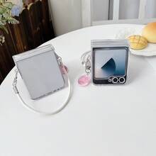 Étui de téléphone transparent mignon avec lapin, sangle compatible avec Samsung Galaxy ZFlip7 Z Flip6 ZFlip 5 Zflip6 Zflip5, antichoc au dos - Transparent - Voir 10