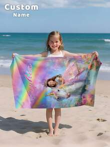 1 Stück personalisiertes Ozean Strandtuch mit Namen, personalisiertes Kinder Strandtuch, Sommer Kindergeburtstags Geschenk, personalisiertes Strandtuch mit Namen, Jungen & Mädchen personalisiertes Strandtuch, geeignet für Strand, Reisen, Schwimmen, Fitness, Yoga, Strandaccessoires, personalisiertes Strandtuch Geschenk für Freunde, in verschiedenen Größen erhältlich - Stil 1 - Übersicht 1