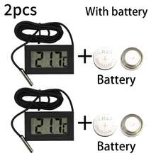 2pcs Mini Digital LCD Thermometer With Waterproof Probe, Indoor Outdoor Convenient Temperature Sensor, Car Thermometer With 2 Button Cell Batteries, Suitable For Aquarium/Fish Tank/Home/Refrigerator/Freezer - Thermometer - View 13