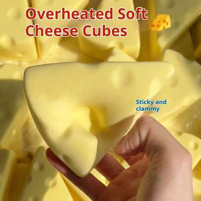 Triangular Cheese Squishy Toy, Stress Relief Squeeze Ball, Back To School Supplies, Office, Classroom & Home Use, Winter Goods, Thanksgiving, Christmas, Saudi National Day, Birthday, Holiday, New Year, Valentine's Day, Gift For Boyfriend/Girlfriend, Adults