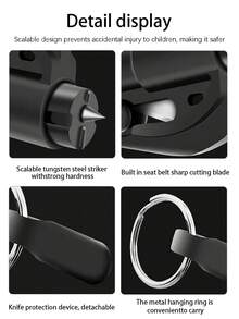 1个汽车安全锤，弹簧式紧急逃生工具，钢化玻璃车窗破碎器 - A - 查看 8