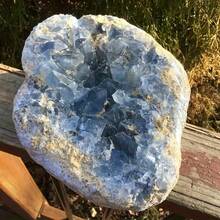 1PC Bohemian Celestite Cluster (Rock Crystal With Natural Cracks, Not Damaged), Unique Blue Mineral Specimen, Geode, Suitable For Home And Office Decoration - Blue and White - View 25