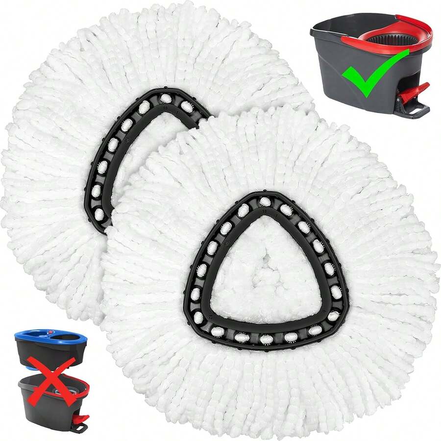 4 Pack Mop Heads Replacements Easy Wring Spin System, Microfiber Refills, Easy Cleaning Mop Replace - 2pcs 1-tank Mop White - View 1