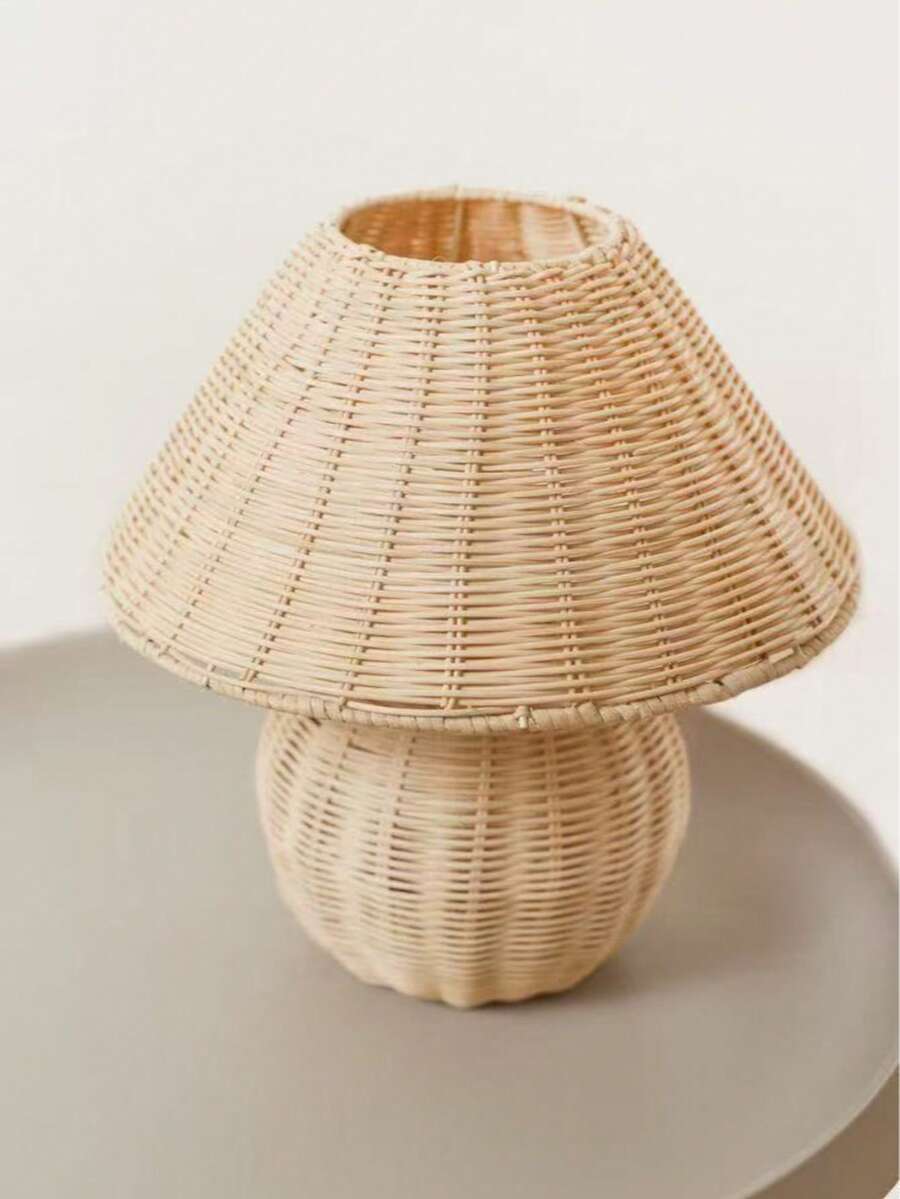 1pc USB Powered Rattan Woven Desk Lamp, Retro Style Table Lamp, Suitable For Bedside, Hostel, Dining Room, Camping, Minimalist Warm Light Atmosphere Lamp - Handmade Rattan Table Lamp - View 1