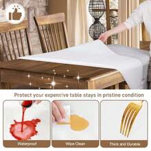 Table Protector Pad with Flannel Backing Heavy-Duty Vinyl Table Padding Under Tablecloth Waterproof Heat Resistant 52 inches Round - Blanco - Ver 3