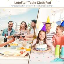 Table Protector Pad with Flannel Backing Heavy-Duty Vinyl Table Padding Under Tablecloth Waterproof Heat Resistant 52 inches Round - Blanco - Ver 7