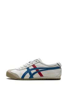 Asics Authentic Onitsuka Tiger Mexico 66 Leather Sneakers - White/Blue/Red Classic Low-Top | Premium Japanese Heritage Footwear | Slim-Profile Lightweight Trainers - White and Blue - 查看 7