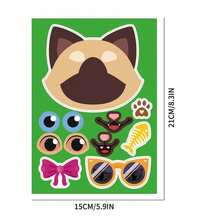6/12张儿童卡通猫咪贴纸，DIY装扮贴纸，派对小礼物，礼品袋填充物，手工材料，生日礼物 - 彩色 - 查看 2