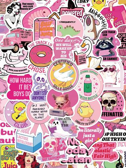 SCXXBSW 50pcs Pink Funny Stickers, Cute Cartoon Stcikers For DIY Purposes Such As Skateboarding, Water Bottles, Laptops, And Mobile Phones
