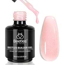 Beetles Builder Gel For Nails-Cover Nude Translucent 8 In 1 Nail Thickening Strengthening Building Apex - 1 lọ 15ml màu hồng nhũ trong suốt - Xem 8
