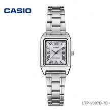 Đồng hồ Casio nữ mặt vuông, dây đeo thép không gỉ màu bạc, thiết kế hình học hiện đại, mặt số trắng, máy quartz analog, món quà thời trang dành cho phái nữ LTP-V007D-7B - Một cỡ - Xem 6