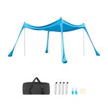 Beach Tent Sun Shelter, UPF50+ Sun Protection, 6.6 Ft Tall, 10x10 Ft, Easy Pop Up Beach Canopy With 4 Sandbags, Stability Poles, Sand Shovels, Portable Shade For Family Outings, Camping, Fishing - Four-corner 4-sandbag set, 10*10*6.6ft, Blue - 查看 8