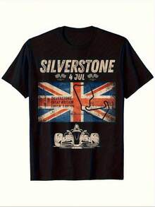 Men's Zxd5 Formula Racing T-Shirt, Featuring The Silverstone Circuit F4 July Pattern And England Flag Elements, Is Lightweight And Breathable, Suitable For Both Racing Events And Daily Wear. It Is An Ideal Gift For Racing Fans - Black - View 1