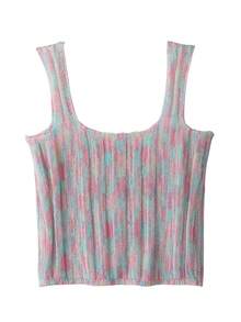 Áo tank top ngắn tay cổ vuông màu hồng nhạt phong cách Y2K mùa hè, thoáng khí, đa năng, thích hợp mặc hàng ngày. - Hồng - Xem 3