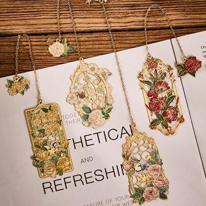 各式金属书签 - 精致镂空花卉阅读书签