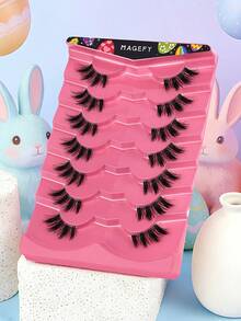 MAANGE 7/10 Natural Cat Eye Magnetic Reusable False Eyelashes, Cartoon Style Natural Transparent Short Soft 3D Strip Lashes - Hitam - View 5