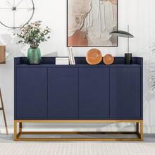 Modern Sideboard In Minimalist Style 4-Türiger Griffloser Buffetschrank Für Esszimmer, Wohnzimmer, Küche (Marineblau) - Navy Blue - View 4