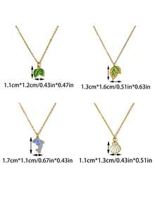 Mazuer 1pc Stainless Steel Drip Oil Pendant Necklace, Dolphin, Seashell, Leaf Design Clavicle Chain, Jewelry Gift For Women, Friendship - Multicolor - View 3