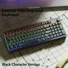 Retro Contour Side-Engraved Mechanical Keyboard, RGB Backlit Wired Keyboard With Multifunctional Knob, Ergonomic Gaming Keyboard For PC Laptop, Black - Xem 1
