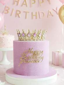 1 pièce Décoration de gâteau thème princesse, comprenant une décoration de gâteau en acrylique doré, convient pour les célébrations d'anniversaire, décoration de gâteau avec lettres en acrylique, décorations de gâteau pour fête d'anniversaire, fournitures de cuisson, articles de cuisine essentiels, parfait pour les cadeaux de fête et les décorations de fête - styleA - Voir 5