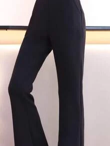 Pantalones para niña, primavera y otoño, nueva colección 2026, pantalones acampanados infantiles de color negro, ropa de primavera para niñas mayores, pantalones ligeramente acampanados, pantalones casuales - Negro - Ver 4