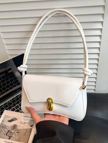 Túi xách cổ điển nhẹ, màu trơn, kiểu dáng công sở, chất liệu PU retro, phù hợp cho thanh thiếu niên, phụ nữ, sinh viên đại học, người trẻ tuổi và nhân viên văn phòng. Hoàn hảo cho văn phòng, trường đại học, công việc, kinh doanh, đi lại, hoạt động ngoài trời, du lịch, leo núi và các dịp khác. - trắng - Xem 5