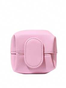 Nuevo monedero portátil multifunción, estuche para auriculares, bolsa de almacenamiento cuadrada de moda, bolsa de almacenamiento de cuero PU para cable de datos de auriculares, bolsa colgante pequeña para mujer/estudiante, llavero, bolsa para lápiz labial, regalo de cumpleaños/aniversario - Rosa - Ver 5