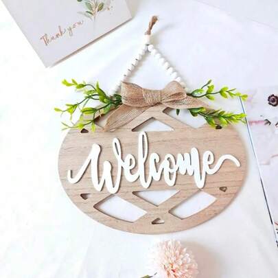 1pc Wooden Home Welcome Hang Up, Door Decoration Hang Up, Warm Holiday Gift