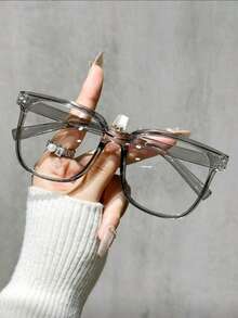 1/3 Pairs Of Unisex Square Clear Glasses, Suitable For Daily Wear As Regular Glasses. The Large Frame Glasses In A Campus Style Can Modify Facial Contours. - Multicolor - View 4