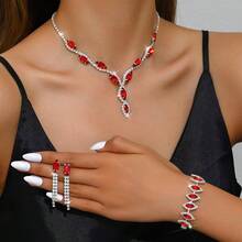 3/4-Piece Fashion Jewelry Set, Black Gemstone Necklace And Earrings Bracelet, Perfect For Women To Wear At Parties And Special Occasions - Four Piece Jewelry Set - View 5