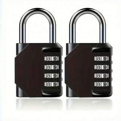 Bộ 2 khóa kết hợp, khóa mật mã 4 chữ số có thể đặt lại, thích hợp cho hộp dụng cụ, tủ đựng đồ ở trường/nhân viên, hành lý, ba lô.