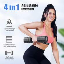 MERACH Dumbbell Set Of 2, Adjustable Weight, Anti-Slip Handle, Macaron Colors, Each 2.2/4.4/6.6/8.8 Lbs, 4 In 1 Hand Weights For Women At Home - Black - View 3