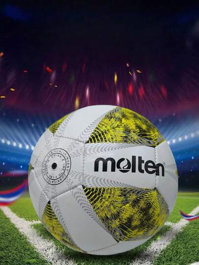 1 pieza Balón de fútbol profesional de grado #5, con un diseño vibrante y colorido - PVC, paneles cosidos a máquina, para entrenamiento y partido, uso en todo tipo de campos, accesorios de fútbol, diseño deportivo dinámico