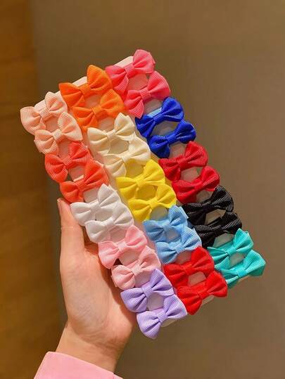 30 piezas/paquete Pinzas para el cabello de niña, Lazo de colores, Accesorios con decoración de lazo, Regalo del Día de San Valentín de color aleatorio