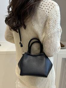 2026春夏时尚百搭水桶包，简约休闲多巴胺色小方斜挎包，女士款 - 黑色 - 查看 6