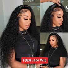 40 Inch 14 Inch 250% Density Short Bob Wigs 13x4 Jerry Curly Bob Wig Human Hair 250% Density Deep Curly Water Wave 100% Virgin Human Hair Pre Plucked With Baby Hair Wet And Wavy HD Transparent Lace Frontal Wig For Women Natural Hairline - Natural Black - Xem 3