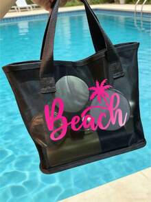 大容量信件和棕榈树图案沙滩化妆包 - 彩色 - 查看 5