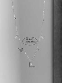 Nooxian 1pc Versatile Stainless Steel Necklace For Women, Luxury Minimalist Collarbone Chain, Sweater Chain With Random Pendant Designs, New Accessory - Silver - View 6