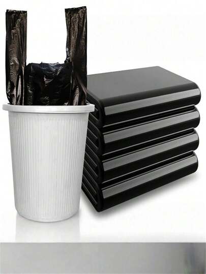 10/50个装加厚黑色塑料垃圾袋，带提手，适用于杂货店、零售购物、厨房、浴室、客厅、卧室、办公室、宿舍、物业管理等场所，多用途塑料袋，垃圾袋