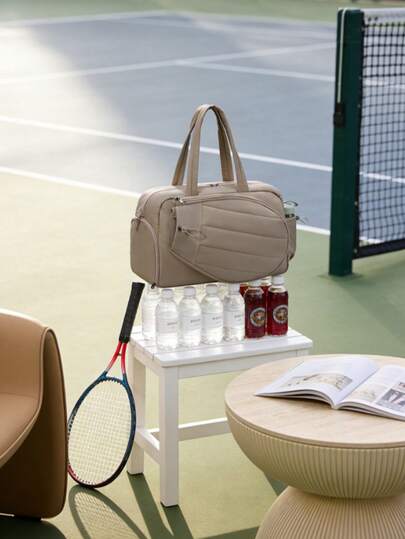 New Design Tennis Gym Bag For Women, Couples' Version, Unisex Tennis, Badminton, And Pickleball Sports Bag Featuring Shoe Compartment And Wet Bag, Capable Of Accommodating 2 Bats, 15.6-Inch Laptop Travel Organizer, Weekend Casual Short Course Handbag