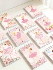 1/5/10pcs Ballerina Ballet Portable Coil Notebook, 10 Styles Mini Notepad, For Birthday Party Favors, Office Supplies - Multicolor - View 1