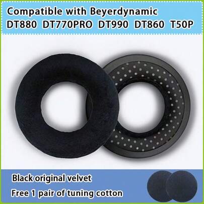 Bộ bọc đệm tai nghe Beyerdynamic DT880 – Tương thích với đệm tai nghe DT770 và DT990; Dùng được với tai nghe Beyerdynamic DT 770/Pro, DT 880/Pro, DT 990/Pro và MMX300; Đệm tai nghe thay thế (nhung và mút hoạt tính)