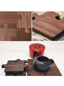 Bộ đế lót ly bằng gỗ kiểu cổ điển thiết kế phẳng 2D, có lớp đế cách nhiệt, thích hợp cho bàn làm việc văn phòng, quầy bar và trang trí nhà cửa, cần thiết cho các buổi họp mặt ngày lễ, phù hợp cho quán bar, văn phòng và nhà cửa, mọi dịp. - Nhiều màu - Xem 5